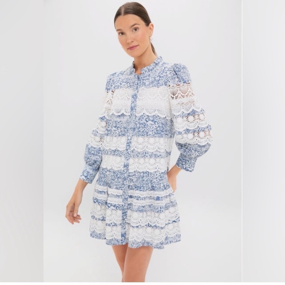 Tuckernuck Hyacinth House Elegant Blue and White Lace Dress - Picture 3 of 4